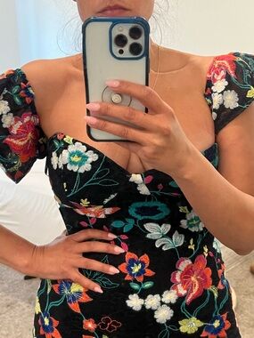Lulu's Black Off-Shoulder Floral Mini Dress